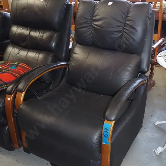 black leather LaZBoy electric recliner 