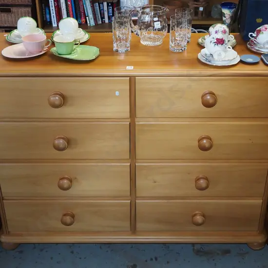 solid rimu and pine 8 drawer chest H970 W1250 D410