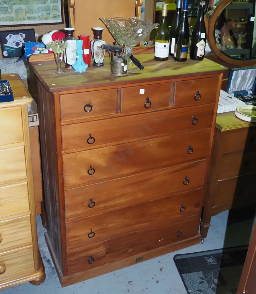 rimu 8 drawer tallboy H1280 W980 D430 Image 1++