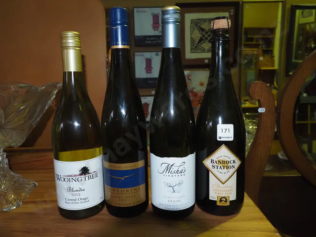 4x bottles of wine; Wooing Tree Blondie 2012, Perrigan pinot gris 2013, Misha's Vineyard riesling 2014 Image 1++