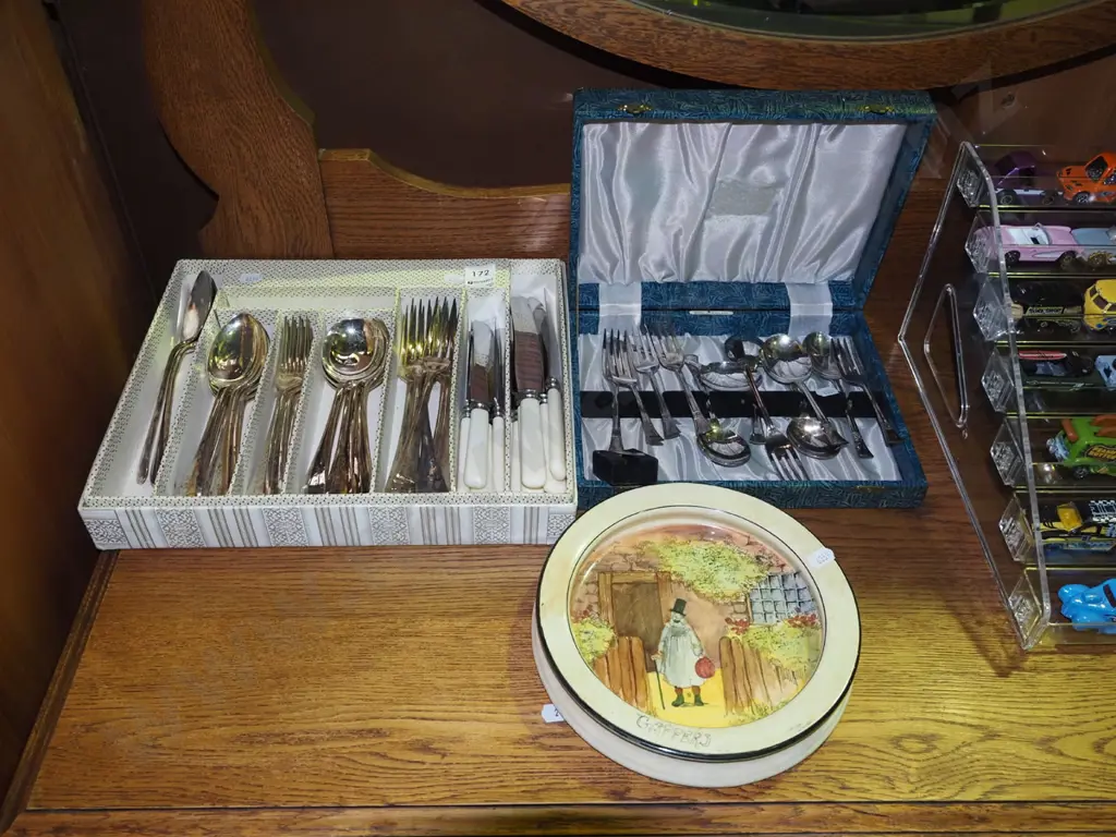 2x boxes of cutlery, Royal Doulton gaffer childs bowl Image 1++
