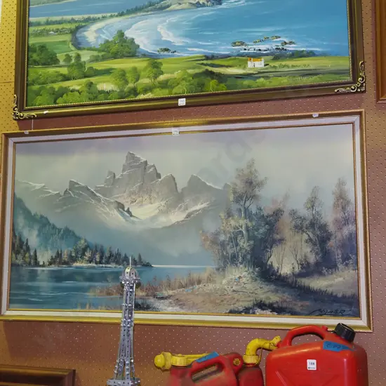 framed print - lake and mountain scene W1280