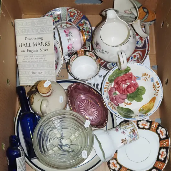 box; jugs, cups, bowls etc