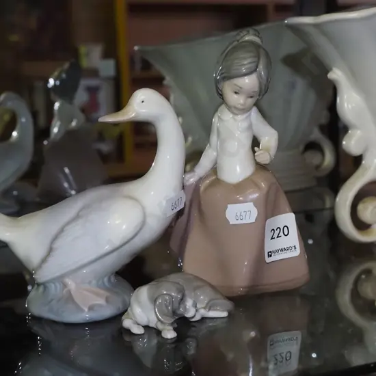 3x Nao fiurines - dog, goose, girl Tallest H155