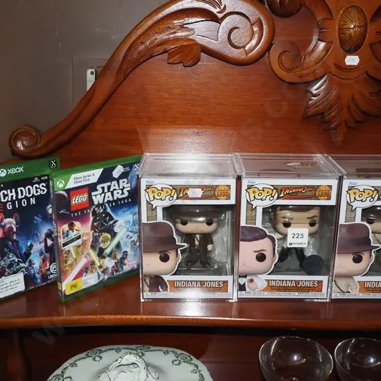 Star Wars Lego Xbox games, 3x boxed POP Indiana Jones figurine