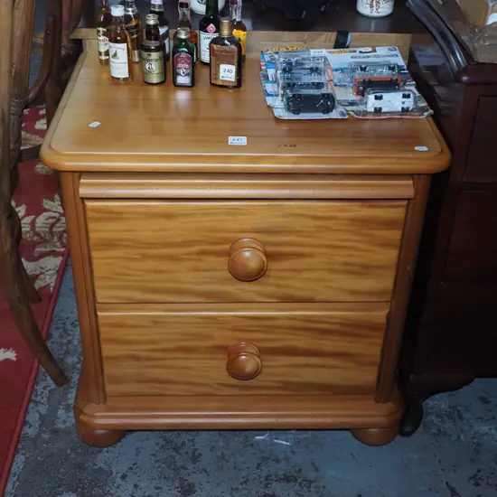 solid pine and rimu 2 drawer bedside cabinet