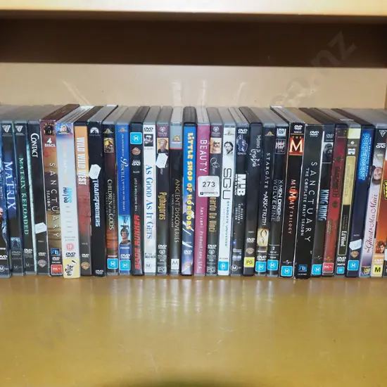 shelf of DVDs