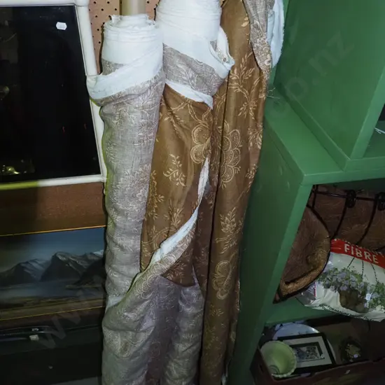 3x bolts of matching brown floral fabric