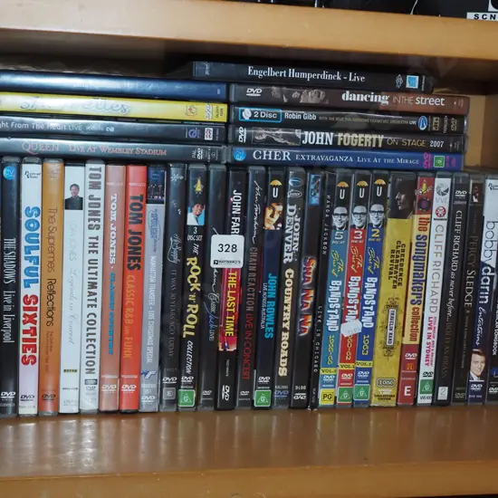 shelf of music DVDs
