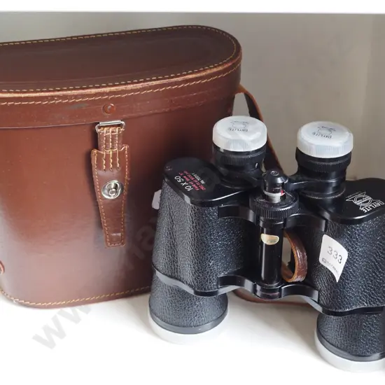 pair of Daylite 10x50 field binoculars and leather case