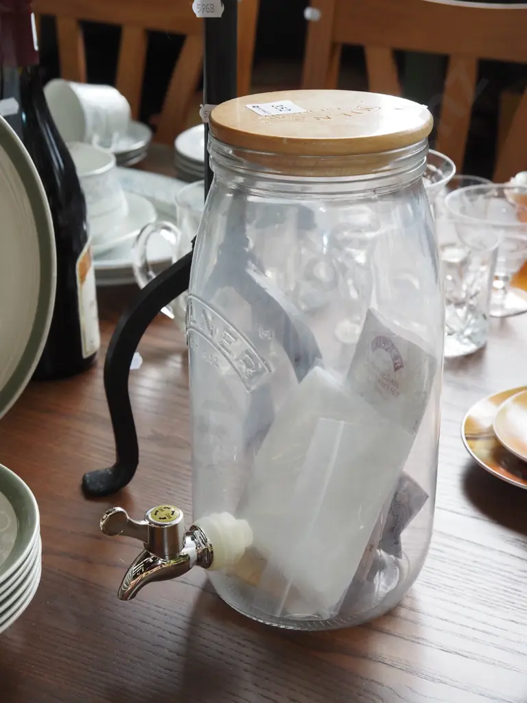 glass drinkns dispenser, wrought metal candlestick H480 Image 1++