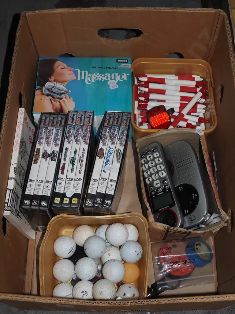 box; DVDs, neck massager, cordless phone etc Image 1++