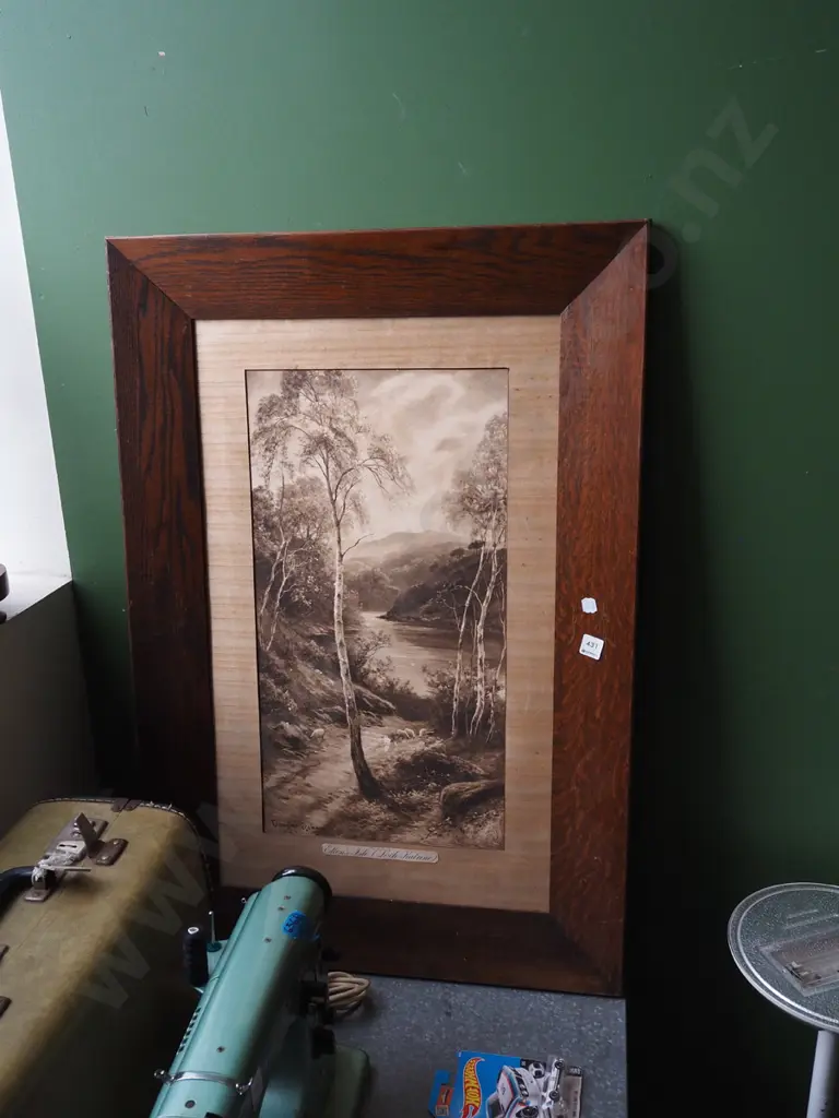 oak framed print - Ellen's Isle - no glass, print damage Image 1++