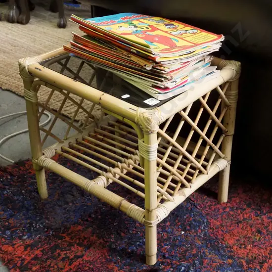 bamboo and glass top end table