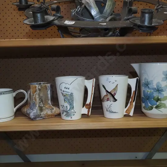 coffee cups, jugs, mottled glazed vase H150