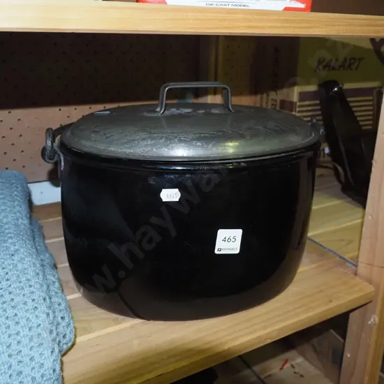 lidded enamel boiler - some marks to inside W330