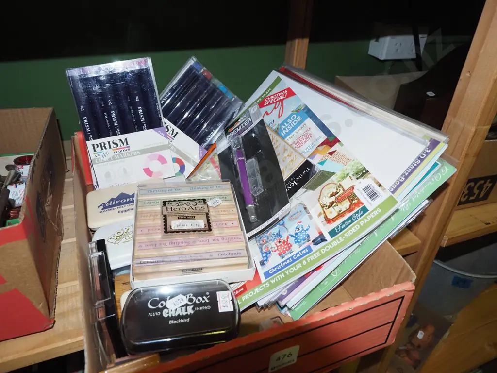 box; crafting supplies, stamps, cards etc Image 1++