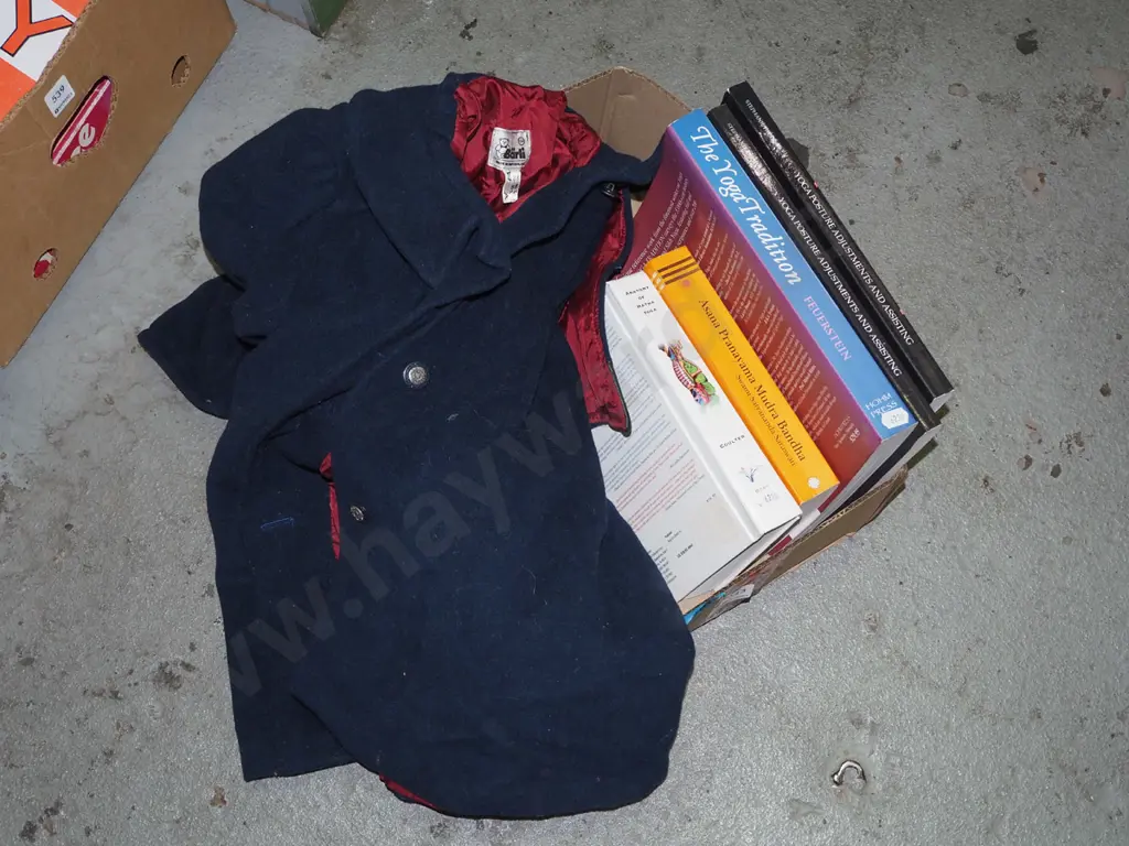 box; yoga books, childs winter coat Image 1++