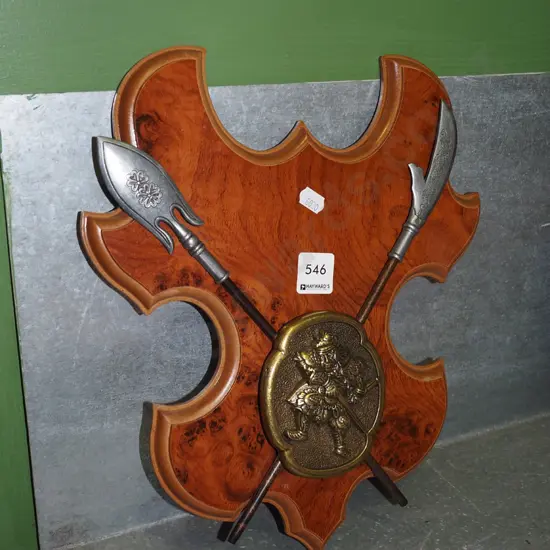 wall hanging shield and weapons