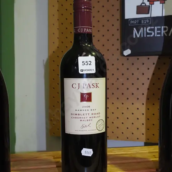 1x bottle of CJ Pask cabernet merlot malbec 2006