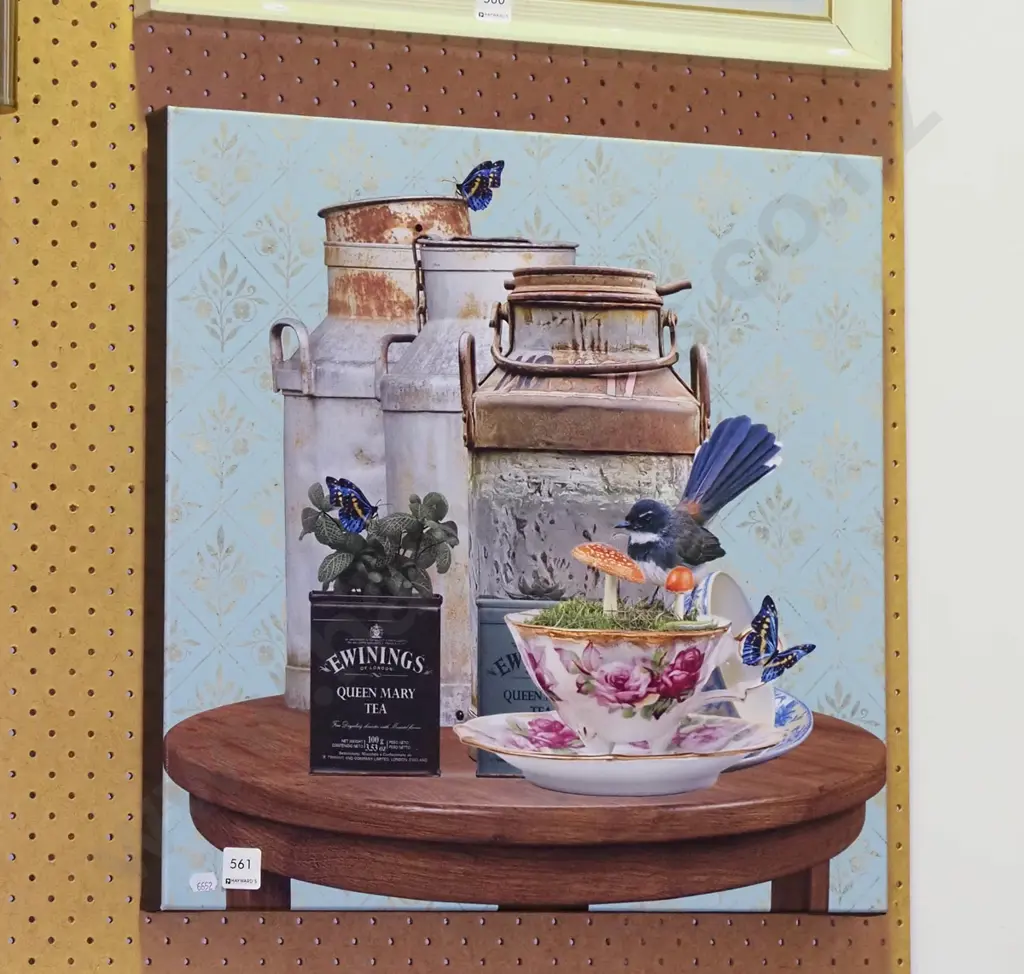 print on boxed canvas - milk cans, piwakwaka etc Image 1++