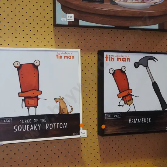 2x Tin Man prints - orange dots