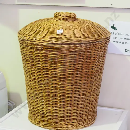 lidded cane laundry hamper