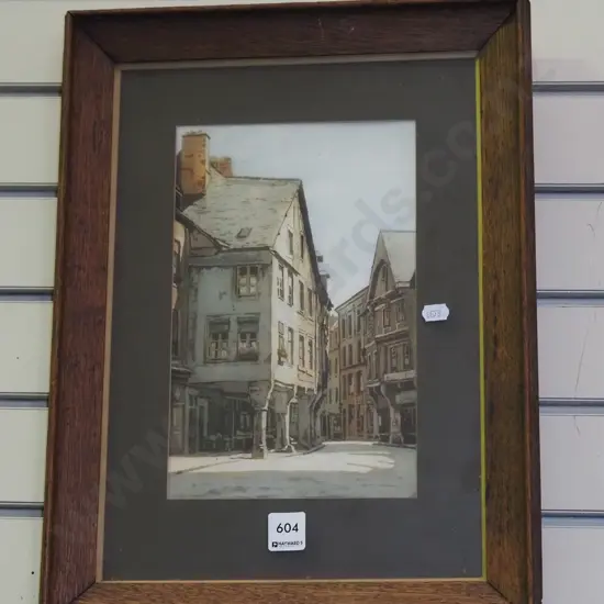framed watercolour - street scene