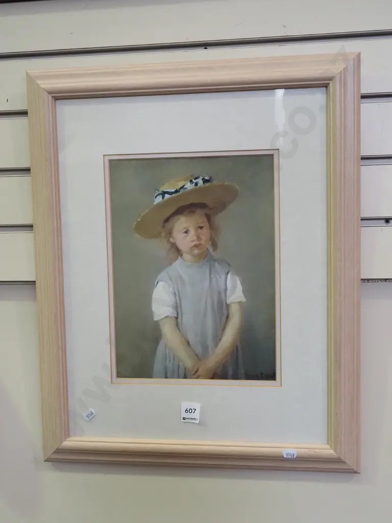 framed print  Mary Cassatt - girl in straw hat Image 1++
