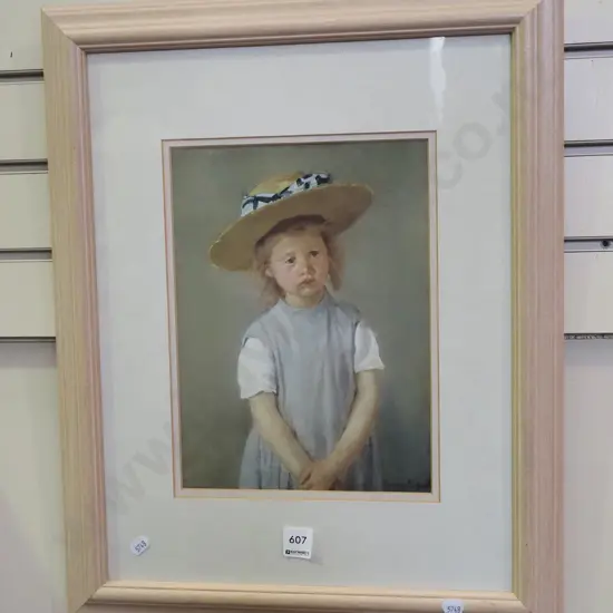 framed print  Mary Cassatt - girl in straw hat