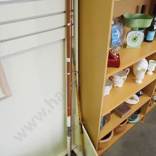 2x vintage fishing rods and Silstar reel in box