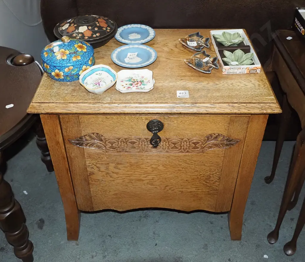 oak drop front chest H530 W530 D350 Image 1++