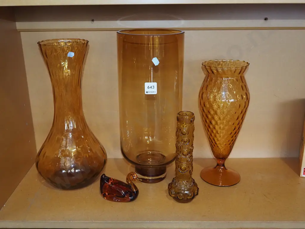 amber glass swan, vases Tallest H360 Image 1++