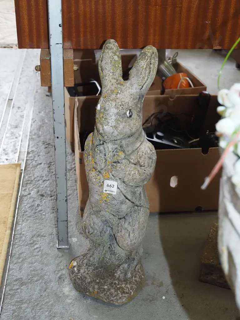 cast concrete garden planter - rabbit H540 Image 1++