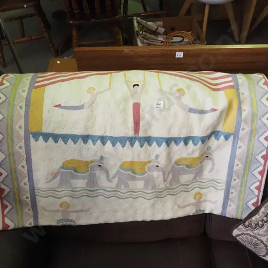 light weight circus themed needlework child's floor mat/wall hanging