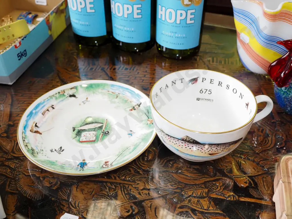 Royal Worcester fly fishing cup and saucer Image 1++