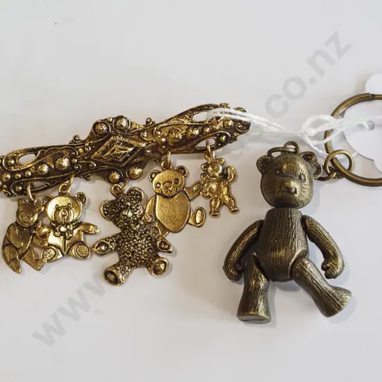 tedy bear bar brooch and key ring