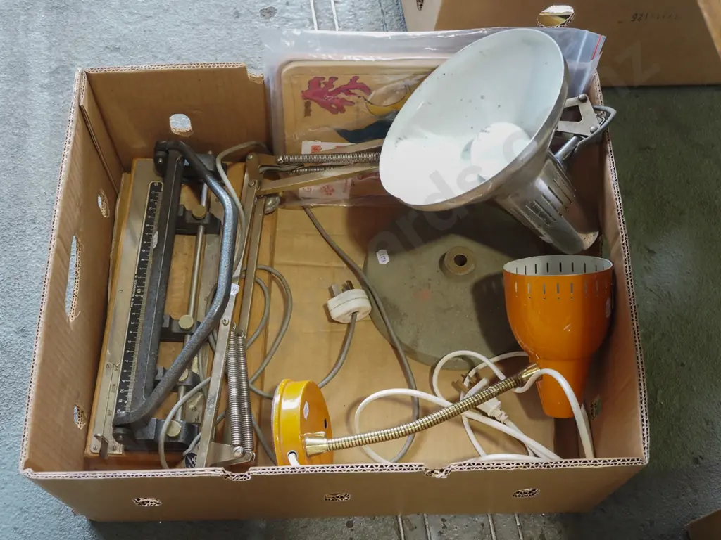 box; anglepoise lamp, bedside lamp, hole punch etc Image 1++