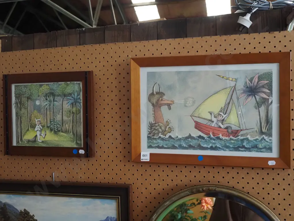 2x framed prints - Where the Wild Things Are - blue dots Image 1++