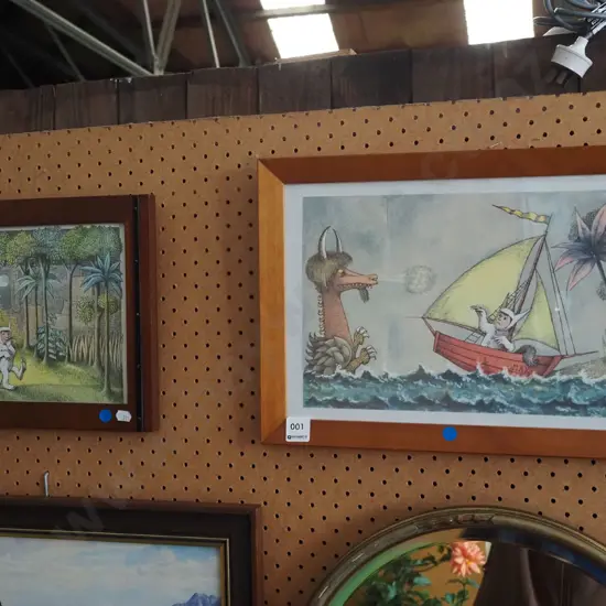 2x framed prints - Where the Wild Things Are - blue dots