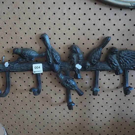cast iron bird themed coat hooks