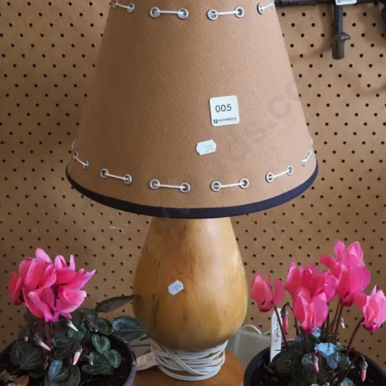 turned wood based table lamp H500