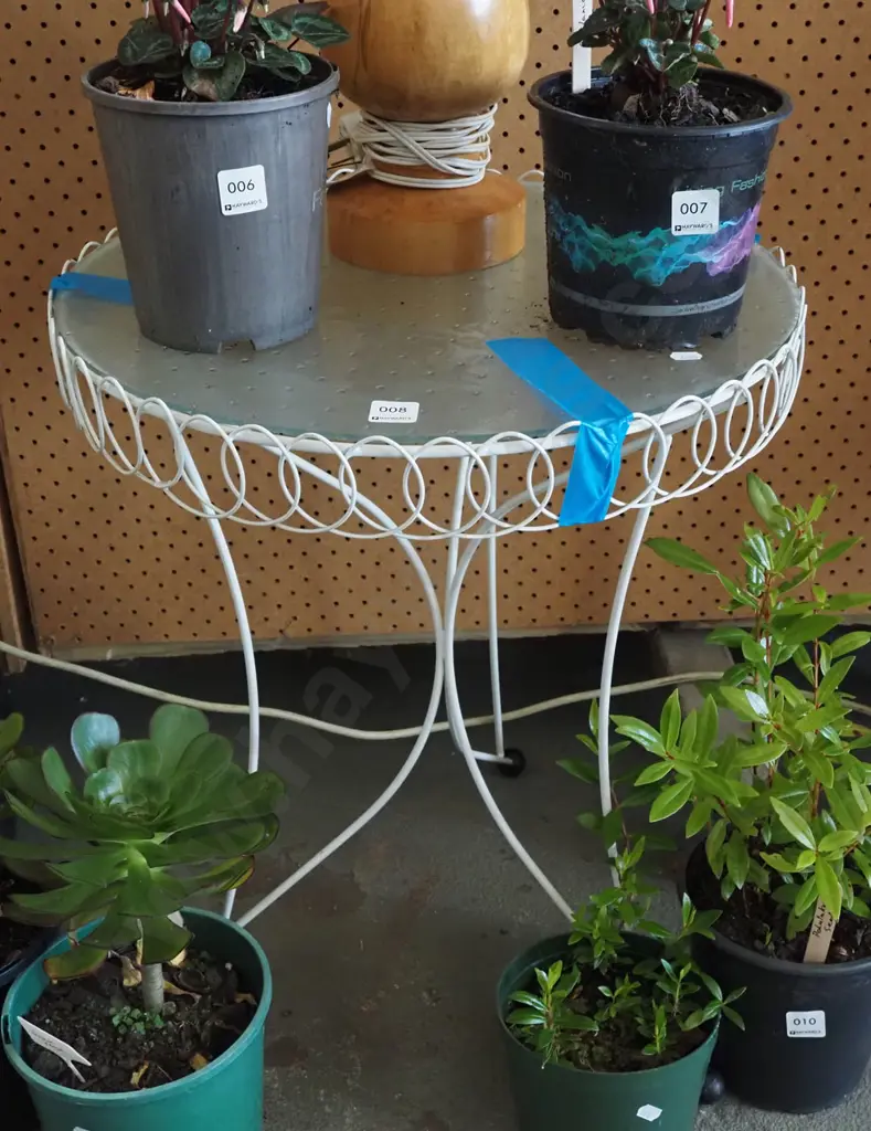 retro metal glass top end table H560 Image 1++