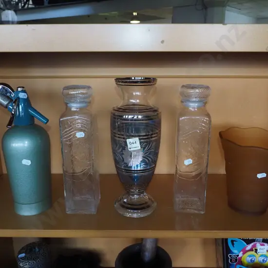 soda syphon, lidded canister vases H200