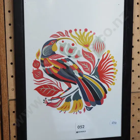 framed bird print