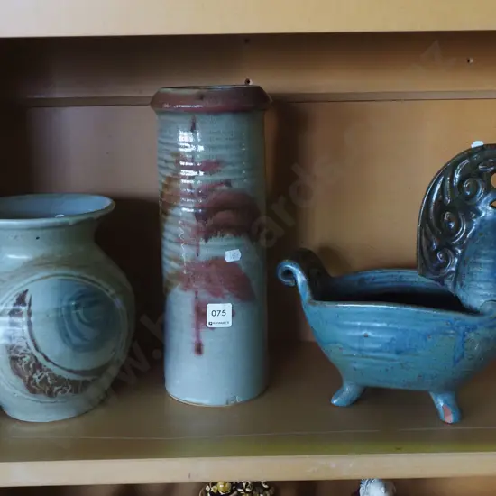 studio pottery horse themed bowl, canister, vase Canister H325