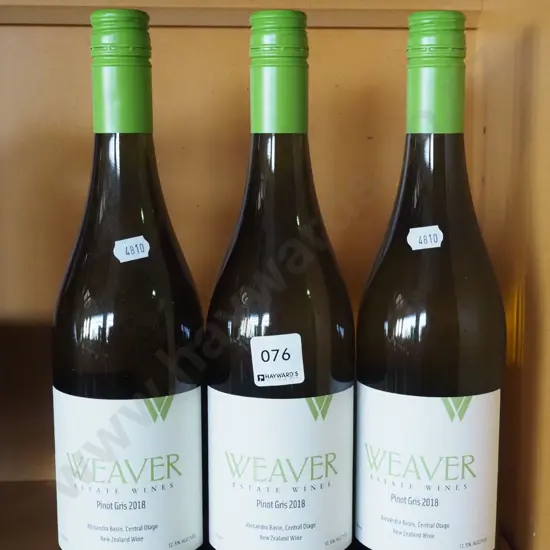 3x bottles of Weaver pinot gris 2018