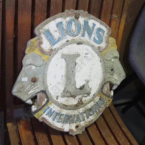 cast alloy Lions International sign