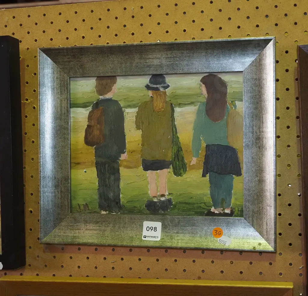 Justin Morshuis -- framed acrylic on canvas, three figures H-185 W-240 Image 1++