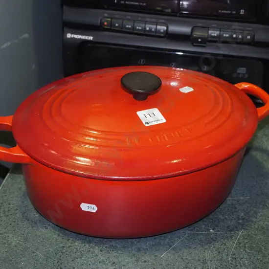 Le Creuset orange cast iron and enamel  lidded cassserole W350